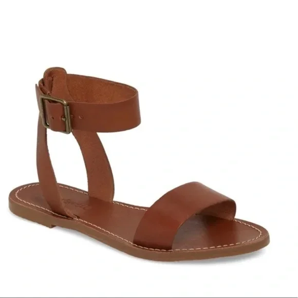 Madewell Women’s Boardwalk Ankle-Strap Sandals – English Saddle Brown – Size 9 - Picture 3 of 6